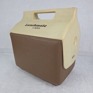 Vintage Igloo Lunchmate Hard Plastic Lunch Box Brown Beige Cooler